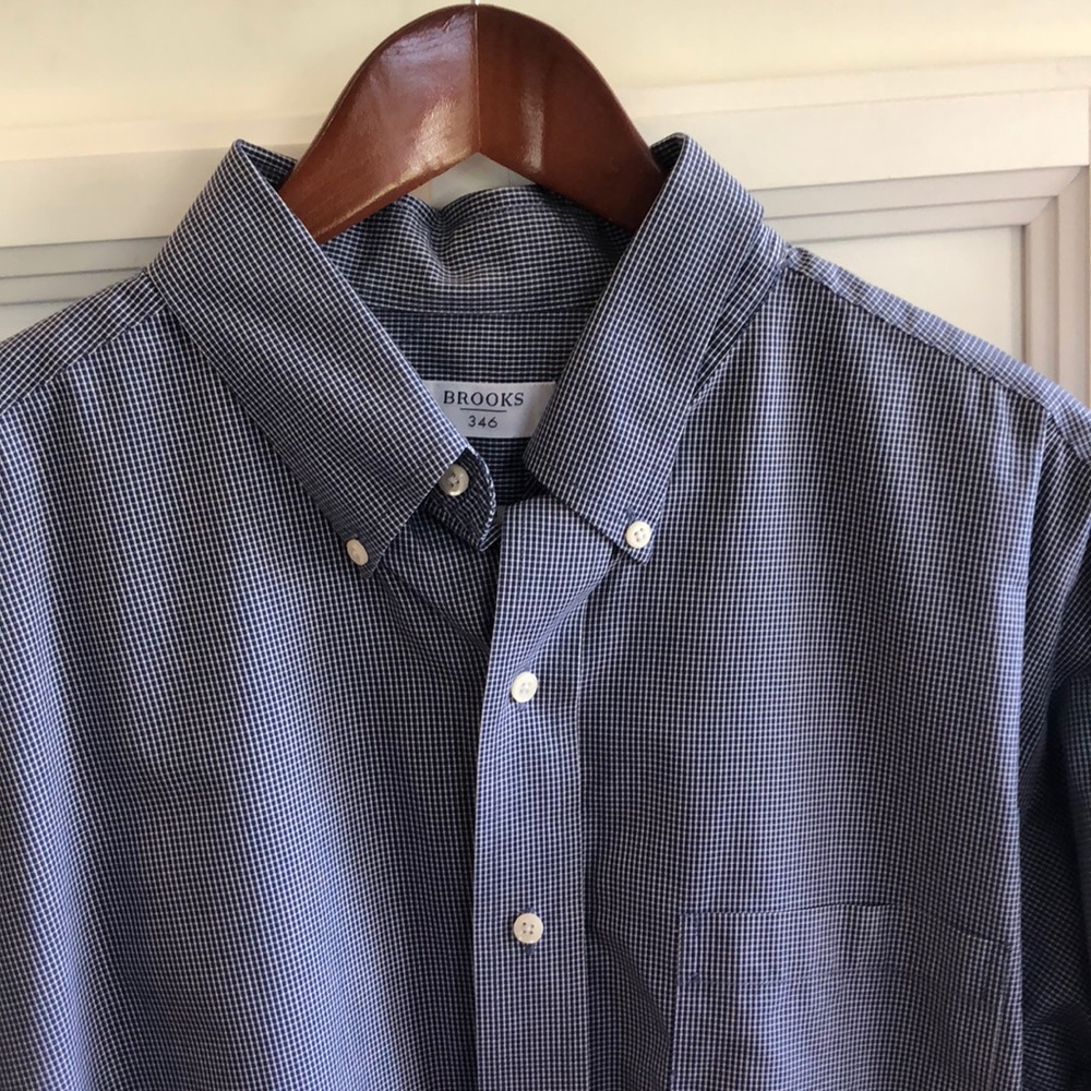 Brooks Brothers NON-IRON dress shirt navy check